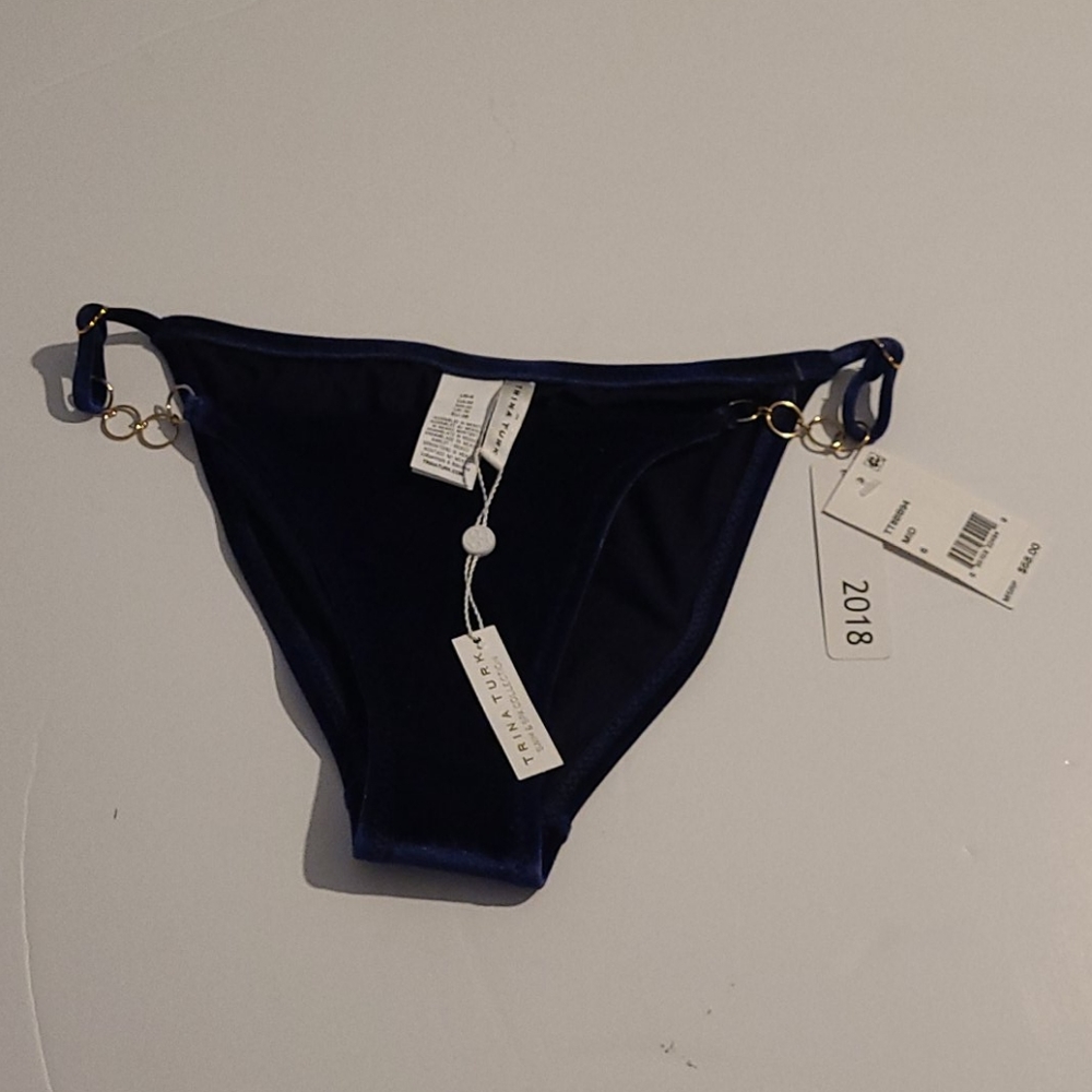 Trina Turk size 6 blue velvet NWT bikini bottoms